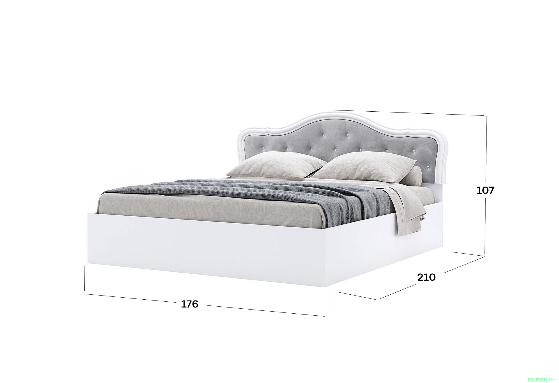 Obrázek 4 - Postel 160 výklopná s roštem, bílá Luiza