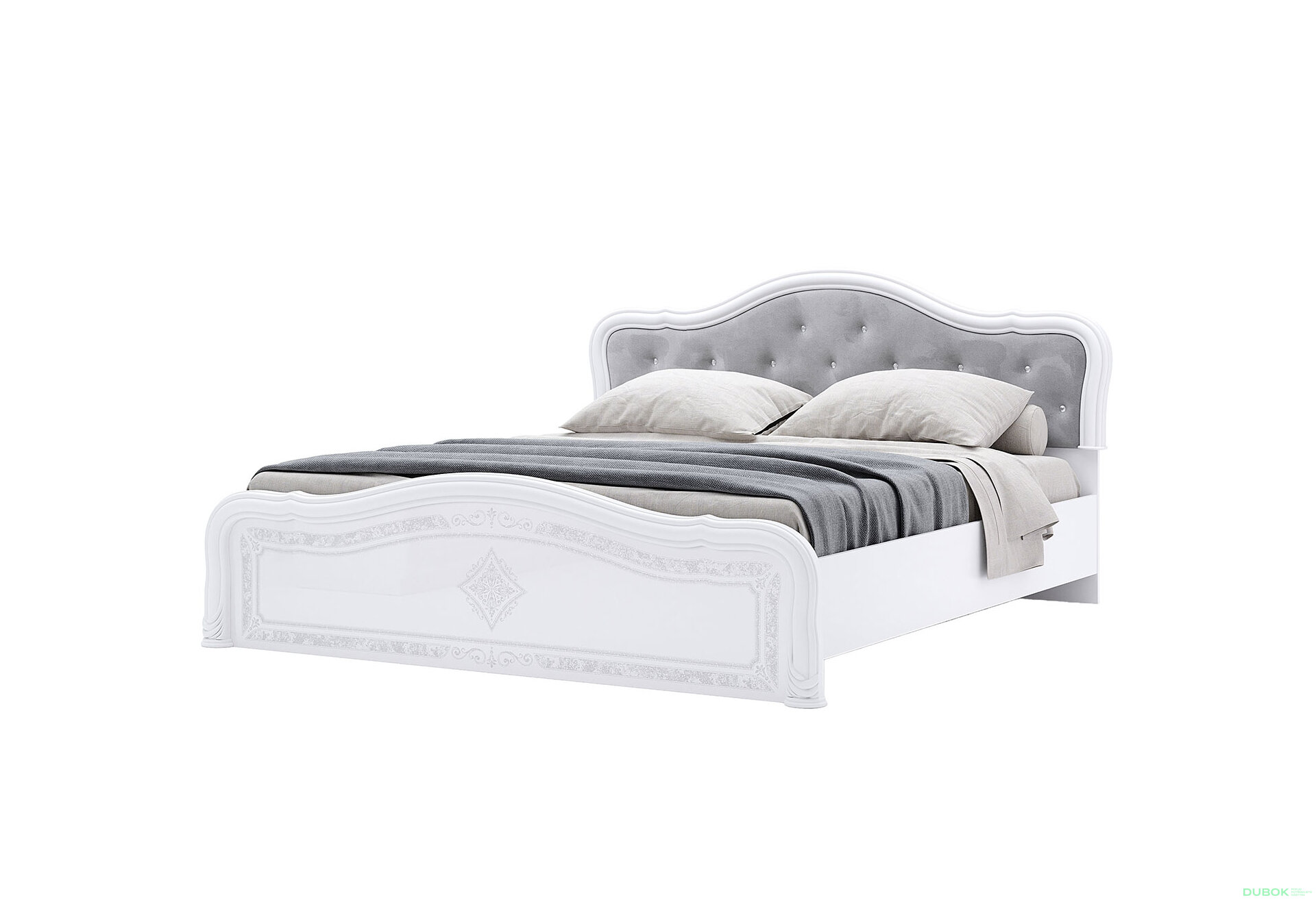 Obrázek 11482 - Postel 180 Lux bez roštu + koruna, bílý lesk Luiza