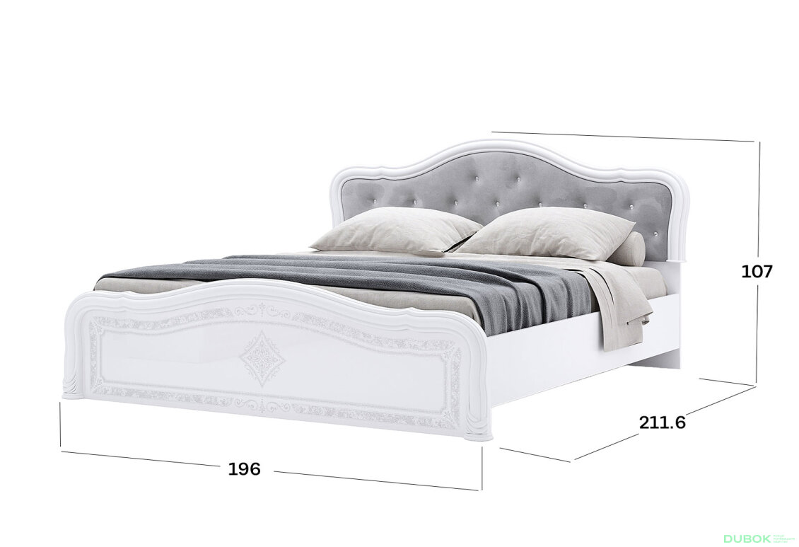 Obrázek 3 - Postel 180 Lux bez roštu, bílý lesk Luiza