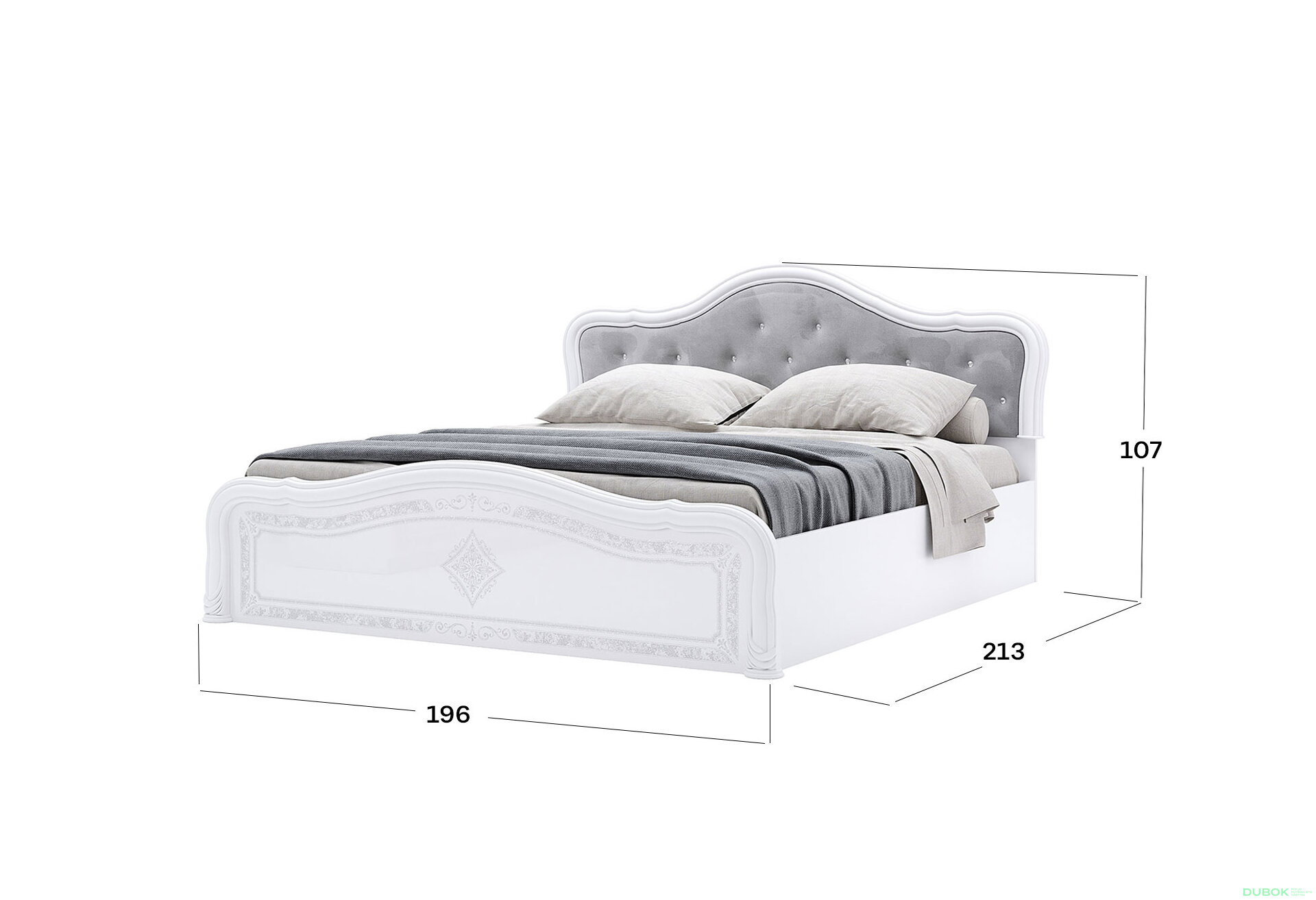 Obrázek 3 - Postel 180 Lux výklopná s roštem, bílý lesk Luiza