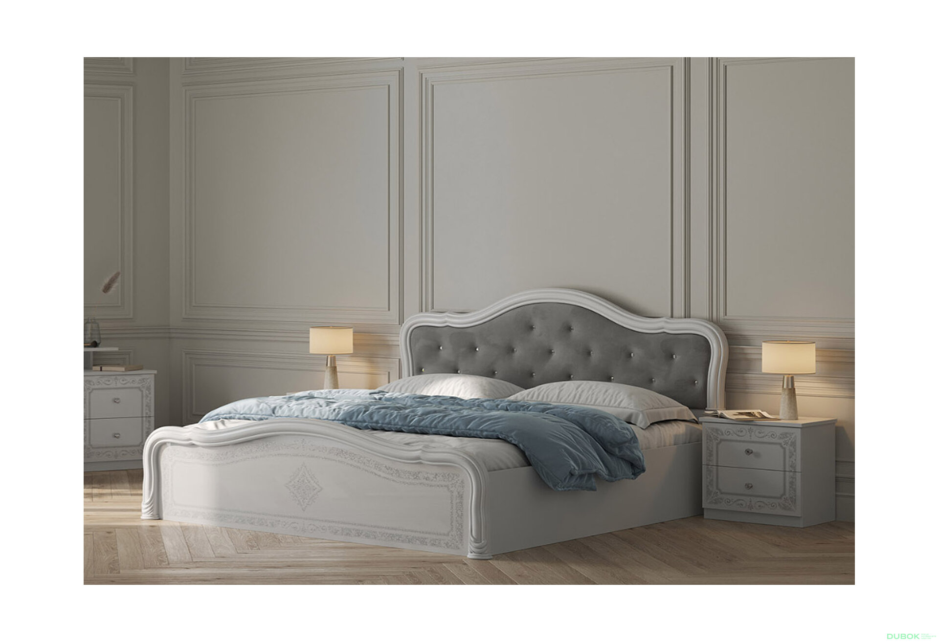 Obrázek 2 - Postel 180 Lux výklopná s roštem, bílý lesk Luiza