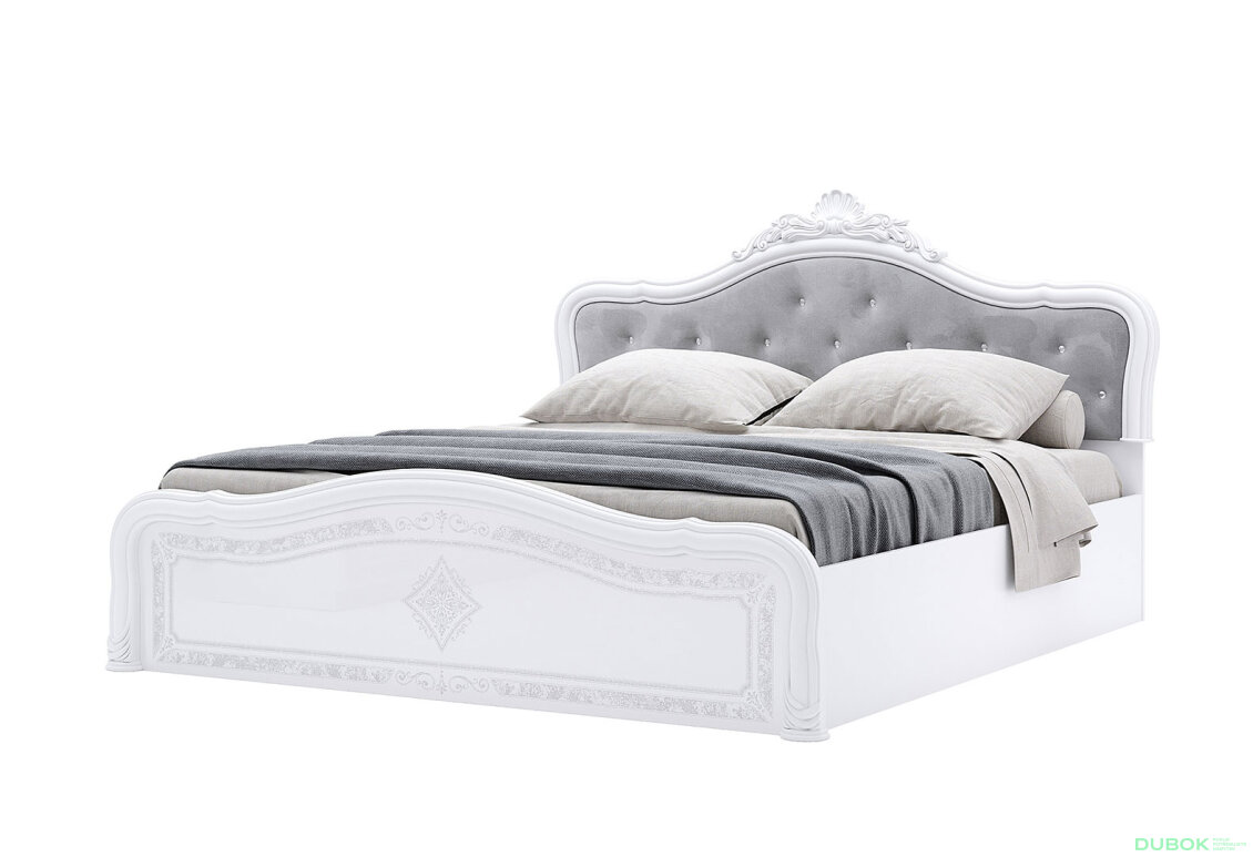 Postel 180 Lux výklopná s roštem + koruna, bílý lesk Luiza