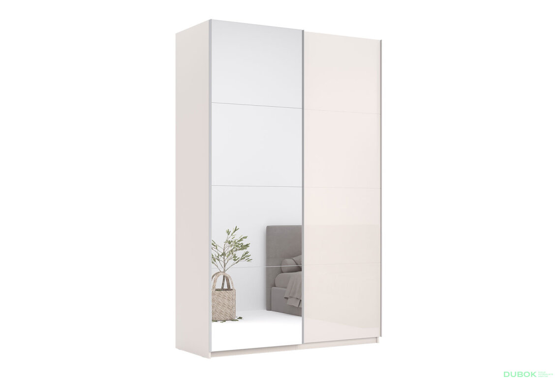 Skříň s posuvnými dveřmi Lili 1,5x2,4m (Dveře Lesklý Kašmír/Zrcadlo), série N Lily