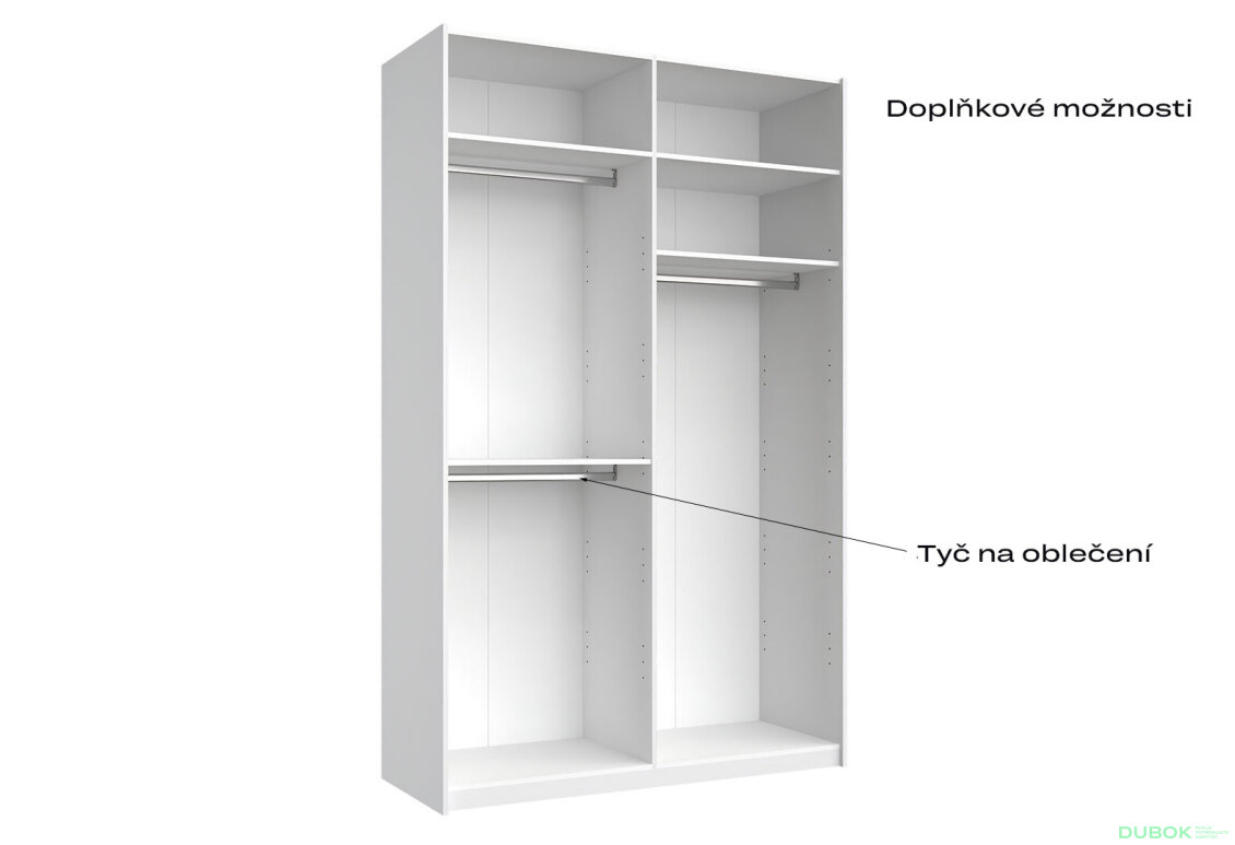 Obrázek 7 - Skříň s posuvnými dveřmi Lili 1,5x2,4m (Dveře Lesklý Kašmír), série N Lily