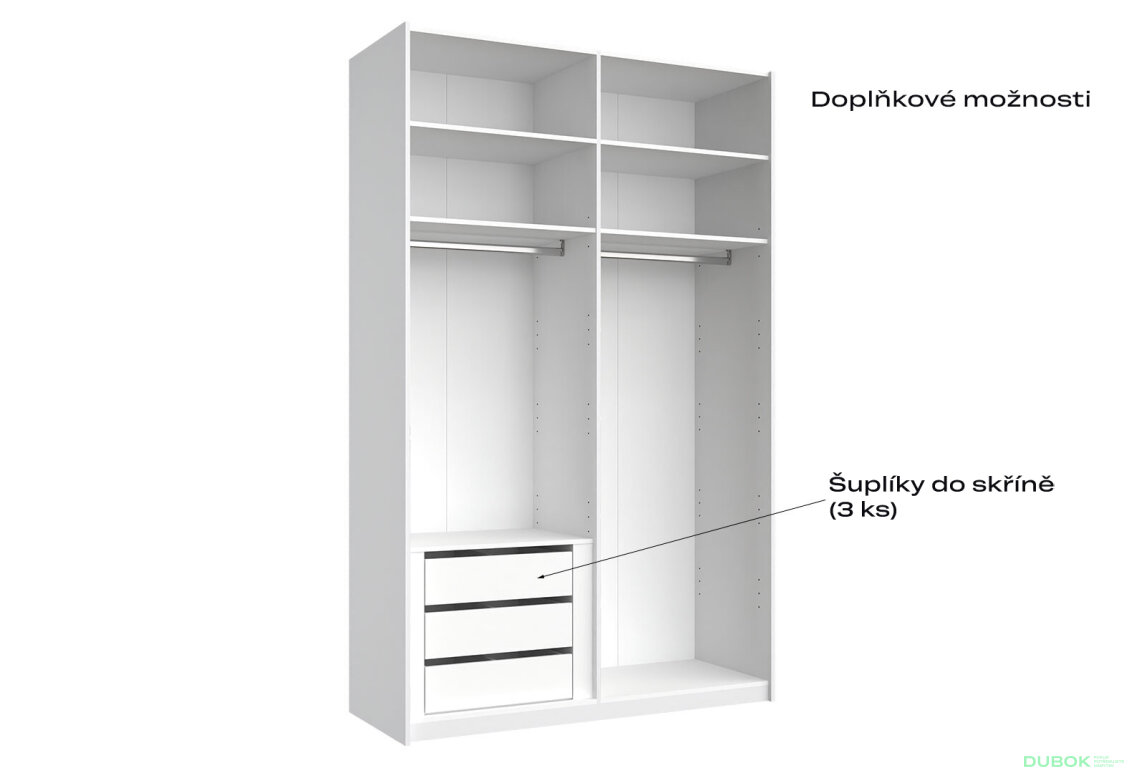 Obrázek 8 - Skříň s posuvnými dveřmi Lili 1,5x2,4m (Dveře Lesklý Kašmír), série N Lily