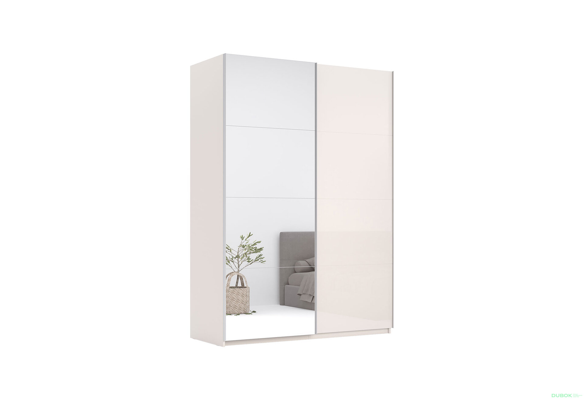 Obrázek 1 - Skříň s posuvnými dveřmi 2.0x2.4m (Dveře Lesklý Kašmír/Zrcadlo), série N Lily