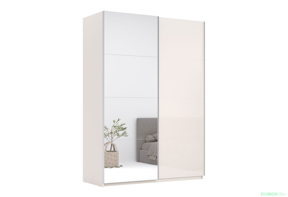 Skříň s posuvnými dveřmi 2.0x2.4m (Dveře Lesklý Kašmír/Zrcadlo), série N Lily