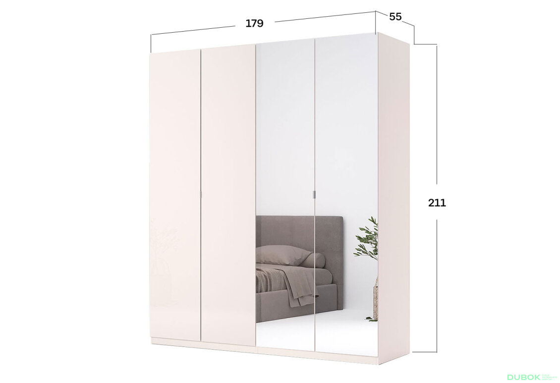 Obrázek 2 - Skříň 4dveřová s zrcadlem Lesklý kašmír série N Lily