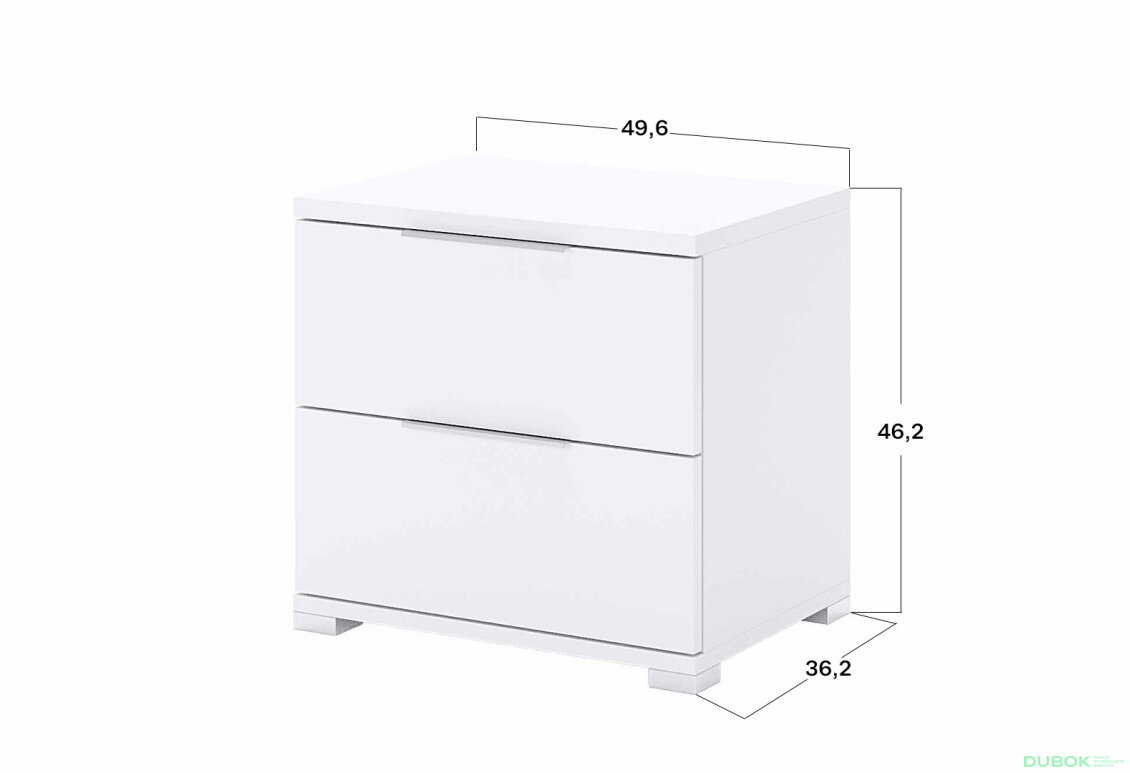 Obrázek 3 - Noční stolek 2šx Super Mat Bílý Barton
