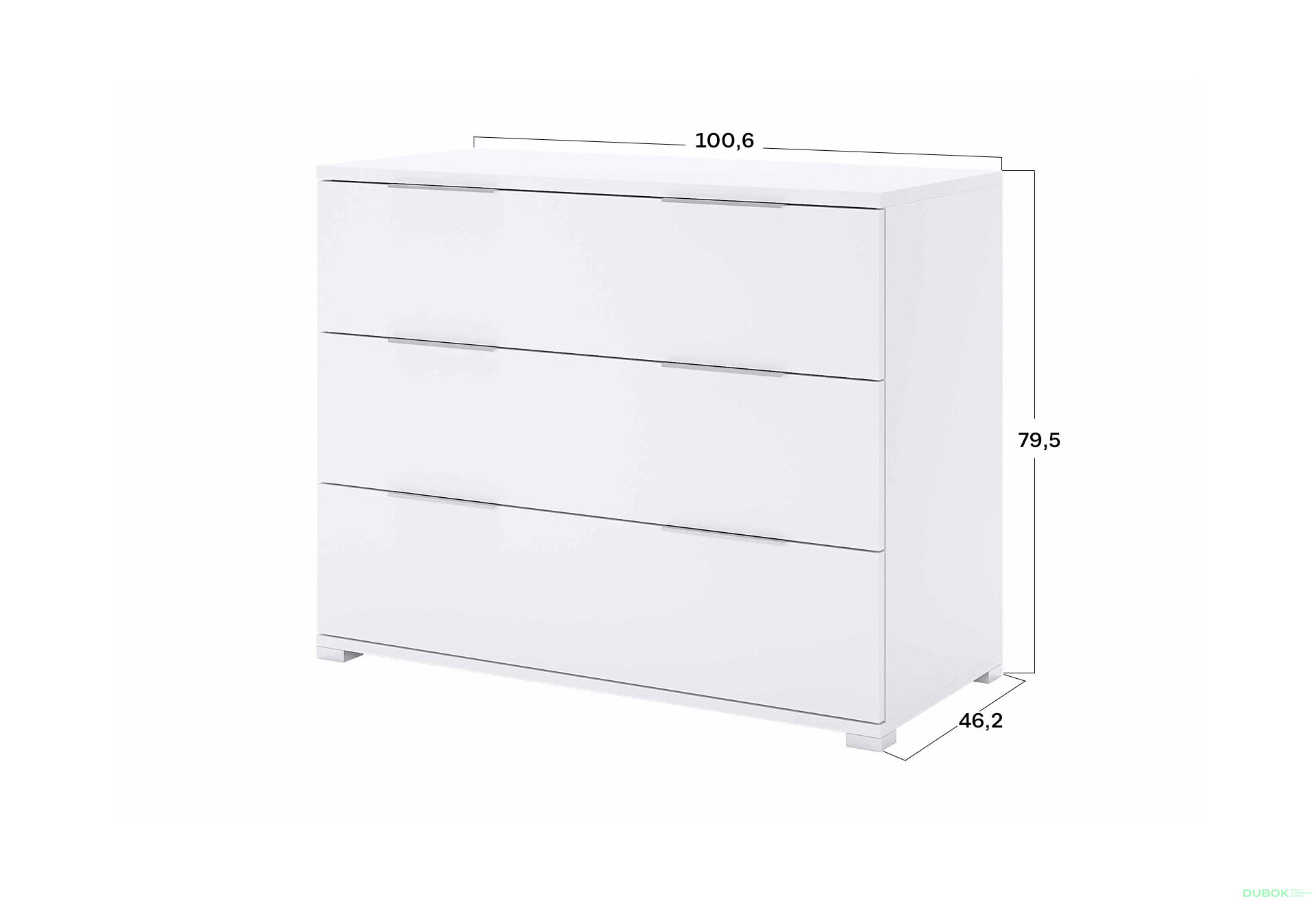 Obrázek 3 - Komoda 3šx Super Mat Bílá Barton