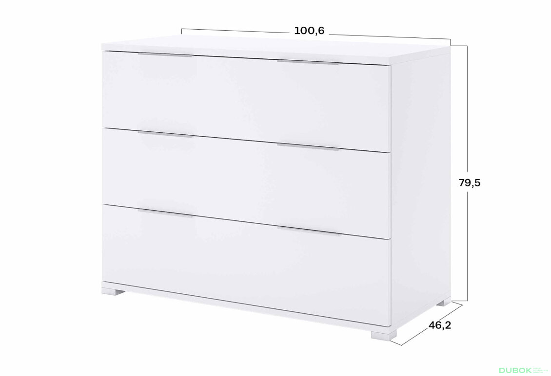 Obrázek 3 - Komoda 3šx Super Mat Bílá Barton