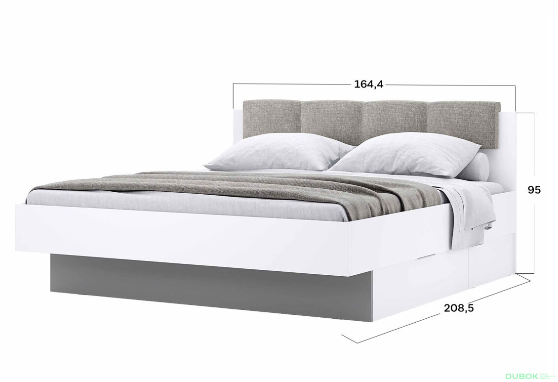 Obrázek 3 - Postel 1.6x2.0 Měkké čelo s šuplíky bez rámu Super Mat Bílá Barton