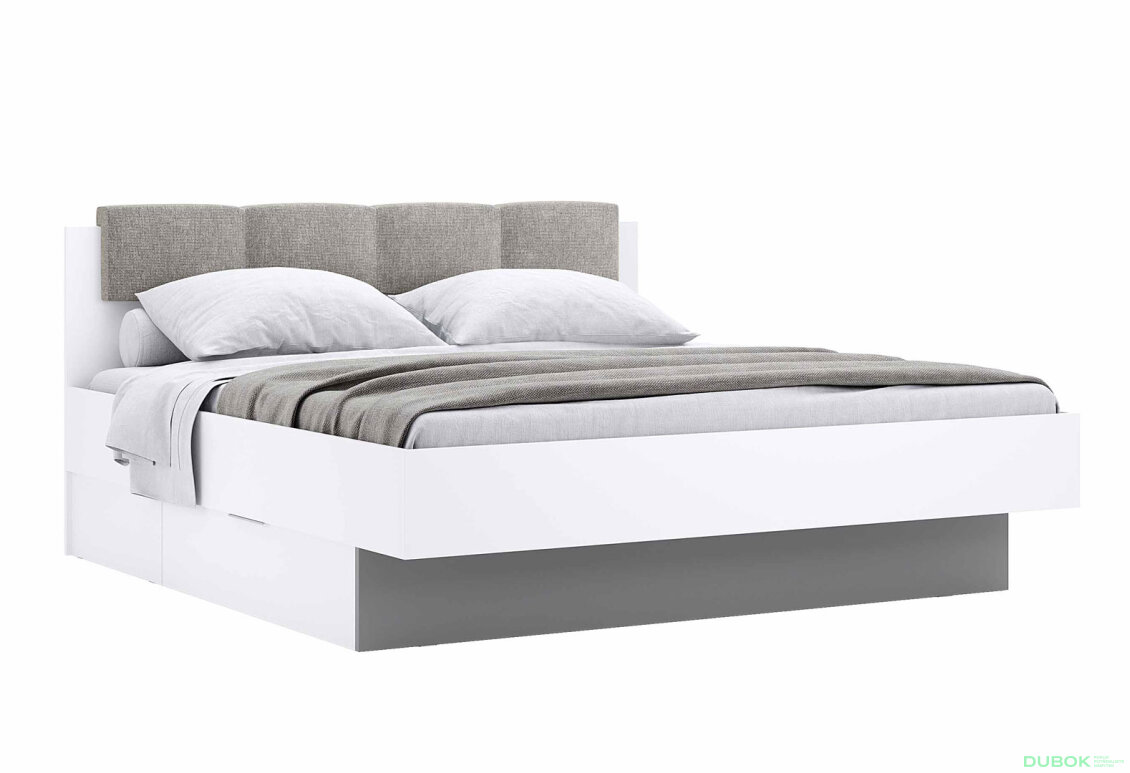 Obrázek 4 - Postel 1.6x2.0 Měkké čelo s šuplíky bez rámu Super Mat Bílá Barton