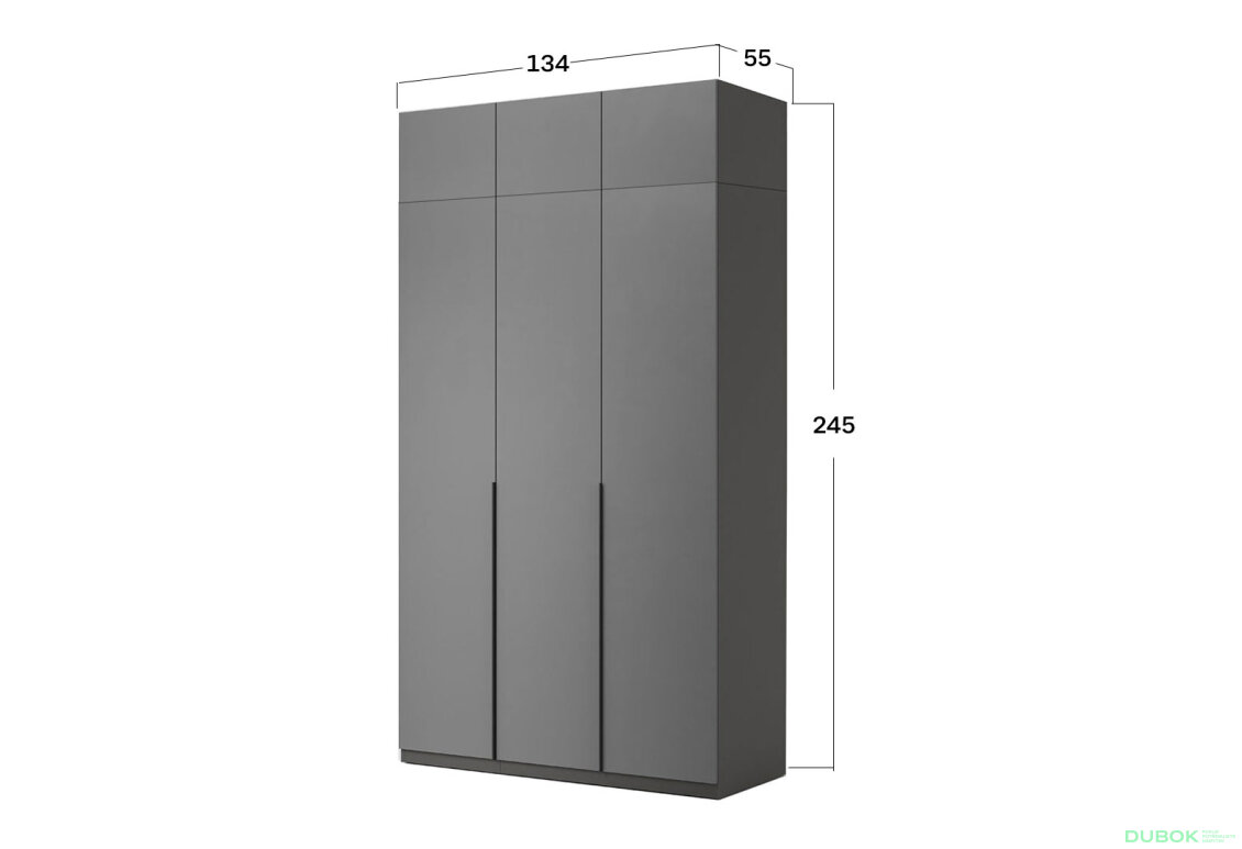 Obrázek 4 - Skříň Doni 3D s antresolí bez zrcadel, série N, grafit