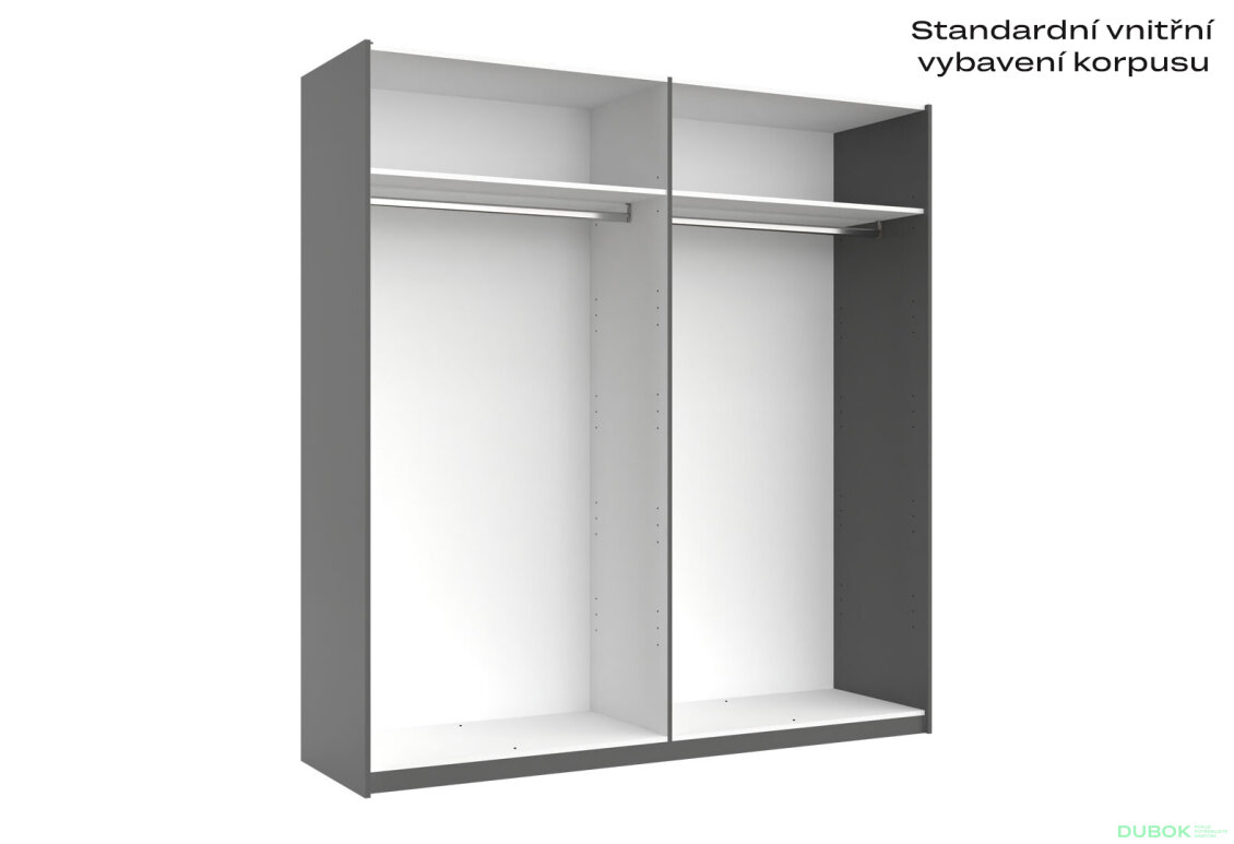 Obrázek 2 - Skříň s posuvnými dveřmi 2,0x2,1m (Dveře Grafit/Zrcadlo) série N Doni