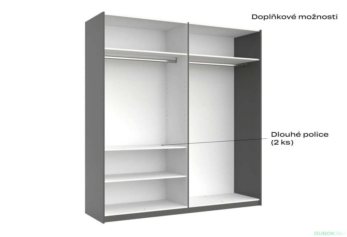 Obrázek 6 - Skříň s posuvnými dveřmi 2,0x2,1m (Dveře Grafit/Zrcadlo) série N Dominika