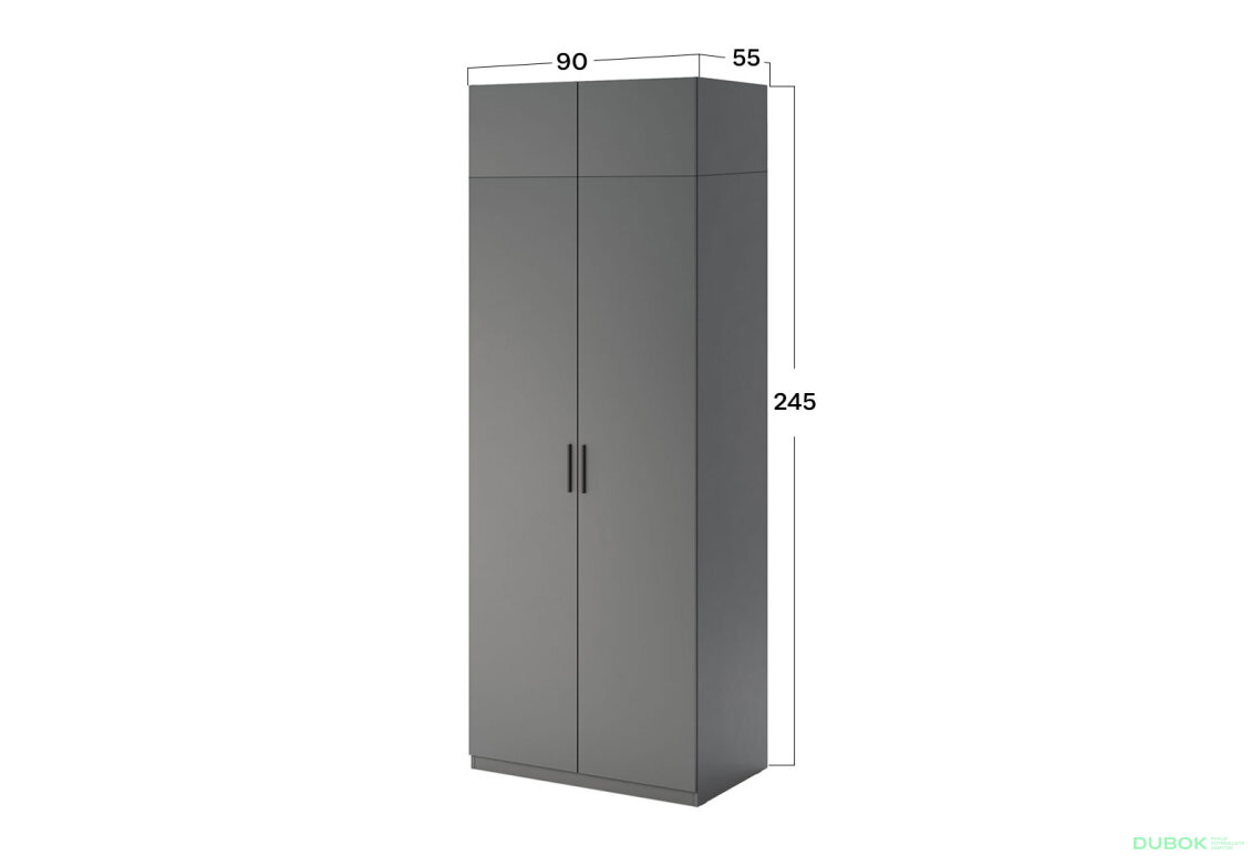 Obrázek 4 - Skříň Dominika 2D s antresolí bez zrcadel, série N, grafit