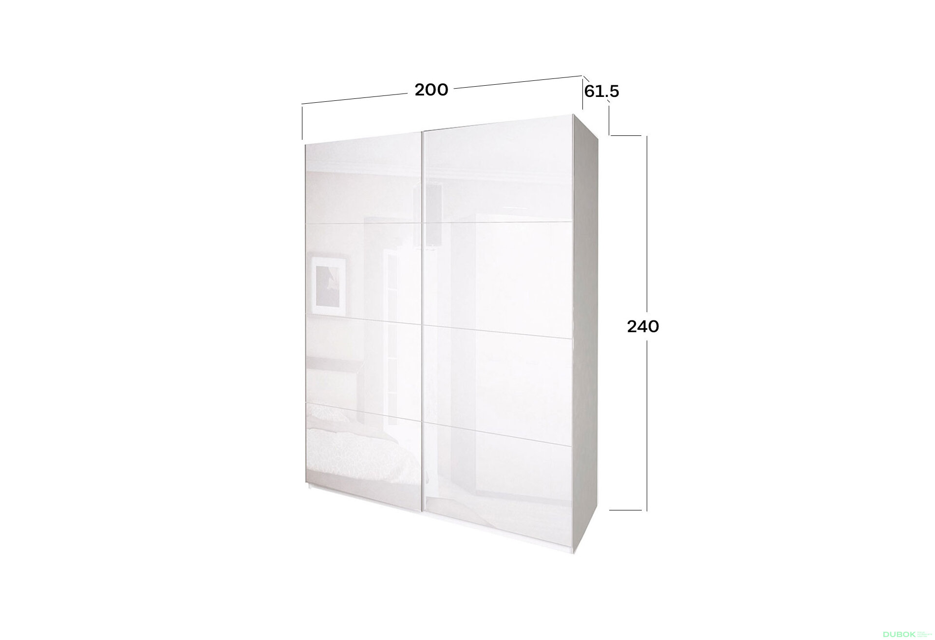 Obrázek 3 - Skříň s posuvnými dveřmi 2,0x2,4m (Dveře Lesklé Bílé), série N Family