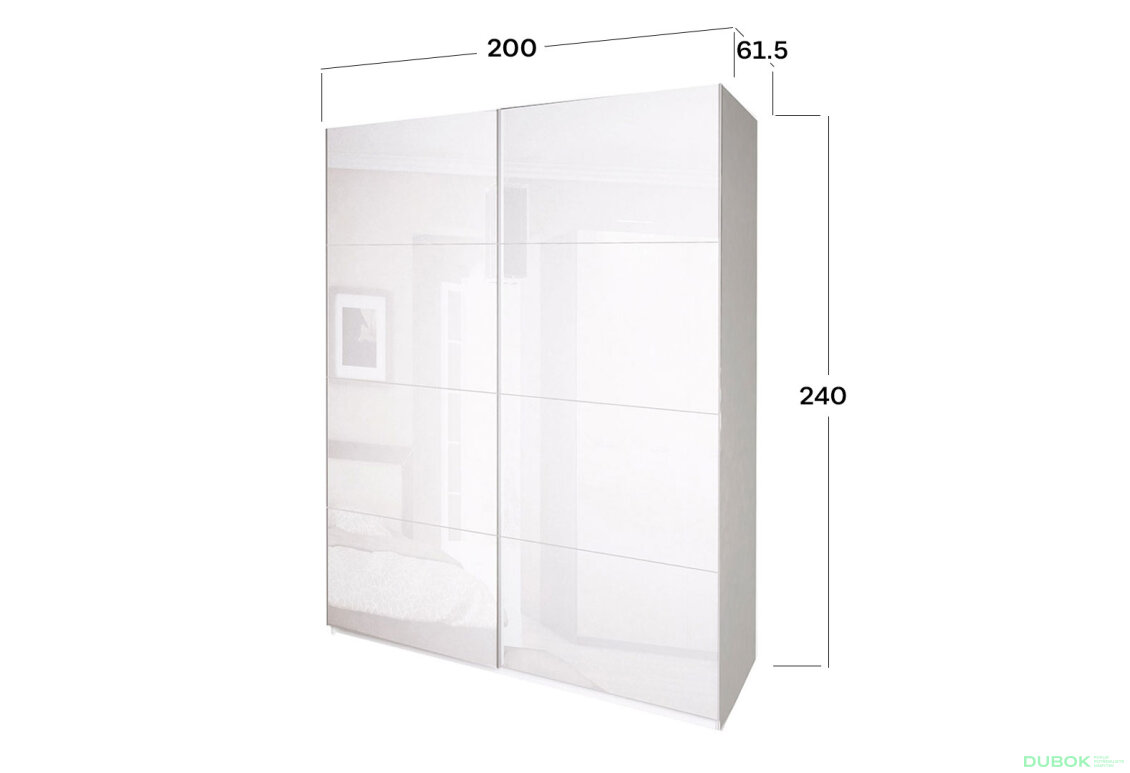 Obrázek 3 - Skříň s posuvnými dveřmi 2,0x2,4m (Dveře Lesklé Bílé), série N Family