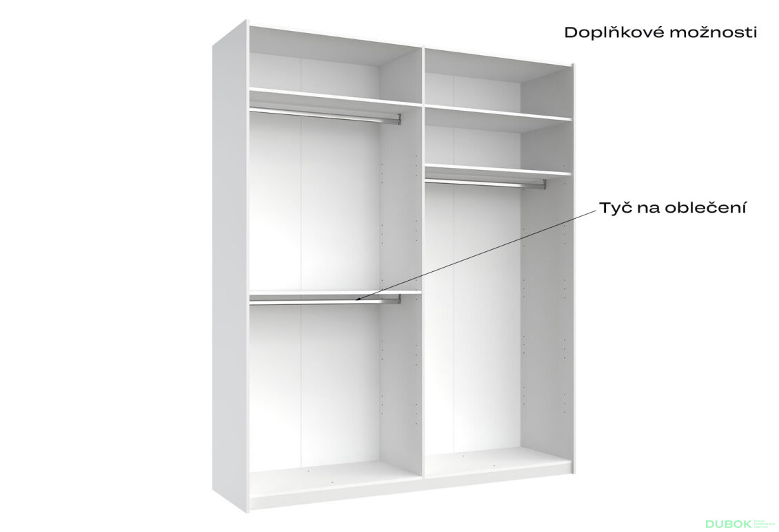 Obrázek 9 - Skříň s posuvnými dveřmi 2,0x2,4m (Dveře Lesklé Bílé), série N Family