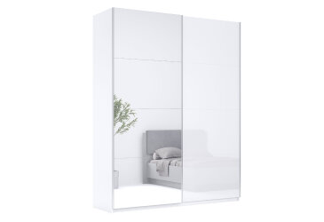 Skříň s posuvnými dveřmi 2,0x2,4m (Dveře Lesklé Bílé/Zrcadlo), série N Family