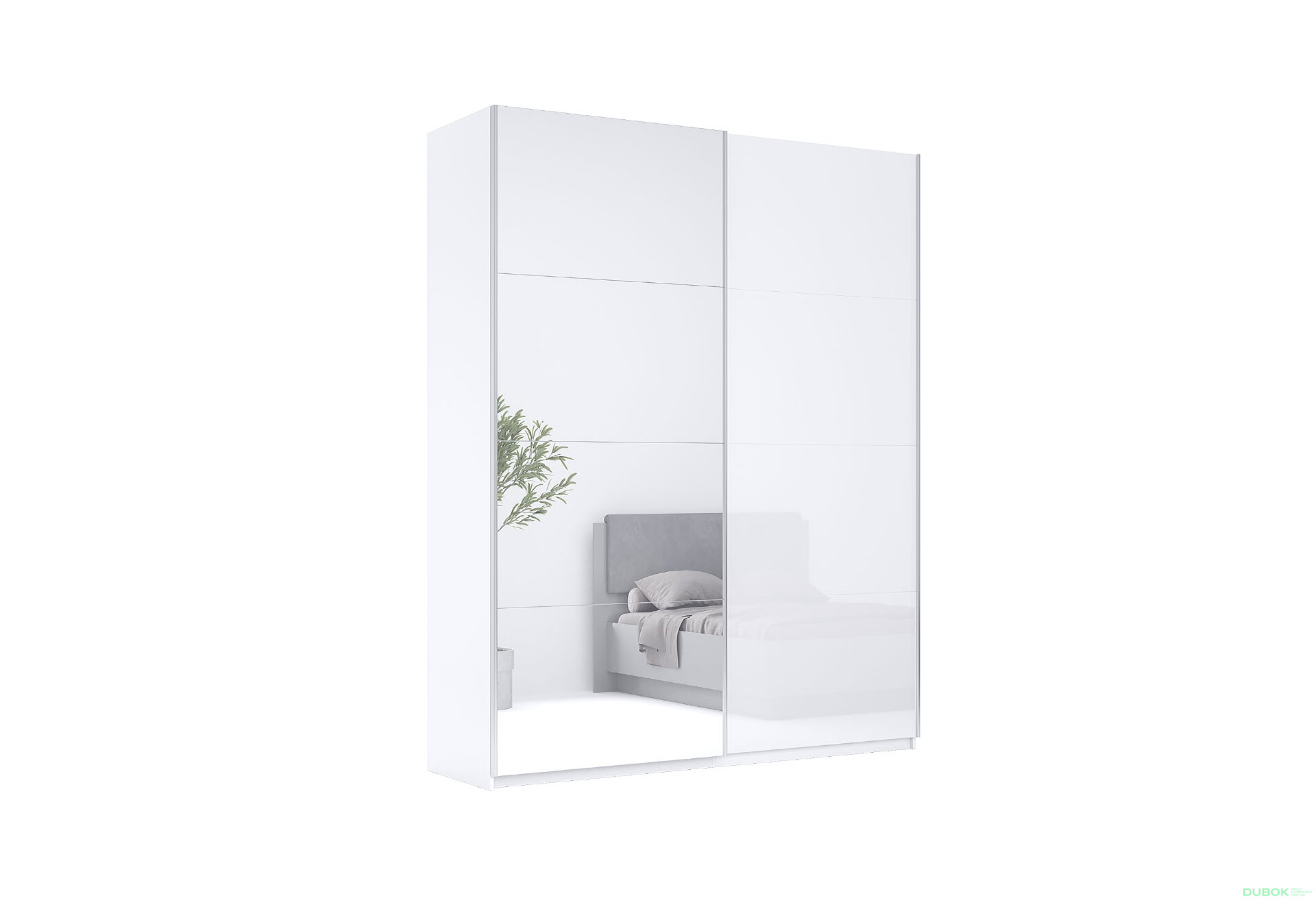 Obrázek 1 - Skříň s posuvnými dveřmi 2,0x2,4m (Dveře Lesklé Bílé/Zrcadlo), série N Family