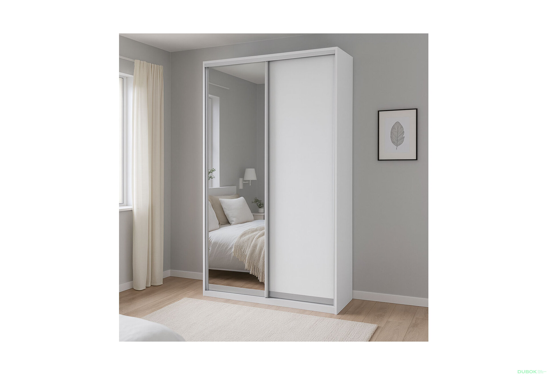 Obrázek 2 - Skříň 2D 1500x2400x600, DTD + zrcadlo, bílá