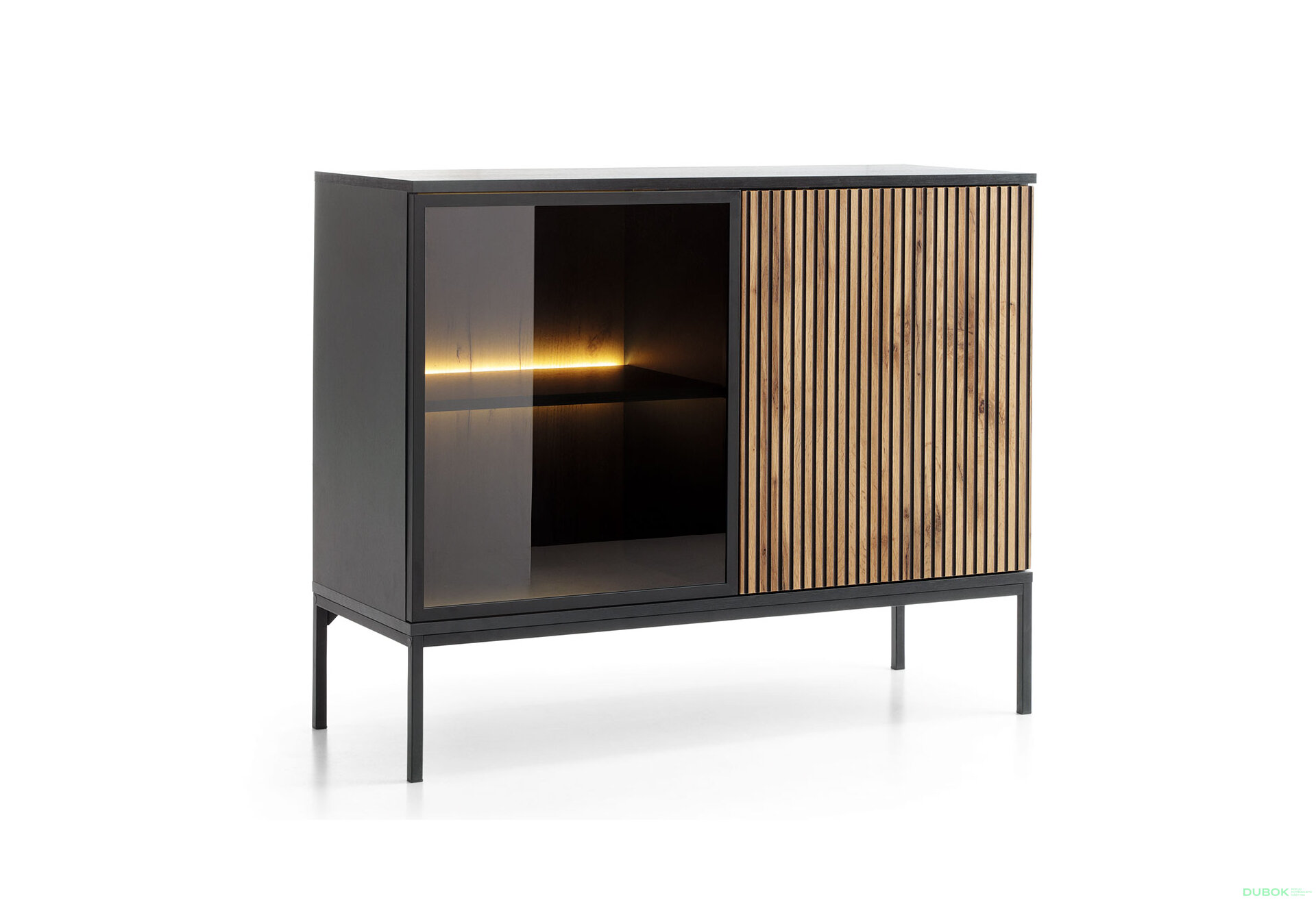 Obrázek 4 - Komoda K104 1 pkt Led Sento černý / dub wotan