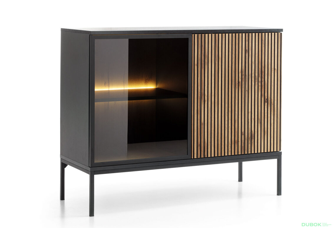 Obrázek 4 - Komoda K104 1 pkt Led Sento černý / dub wotan