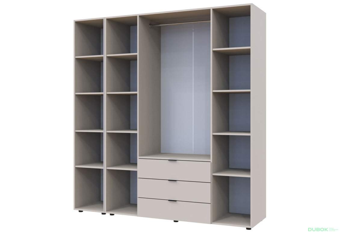 Obrázek 2 - Skříň čtyřdveřová s regálem Gelar 193.2 cm Kašmír
