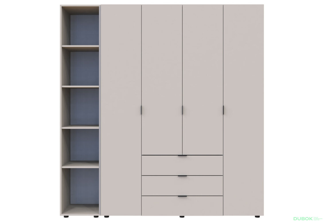 Obrázek 4 - Skříň čtyřdveřová s regálem Gelar 193.2 cm Kašmír