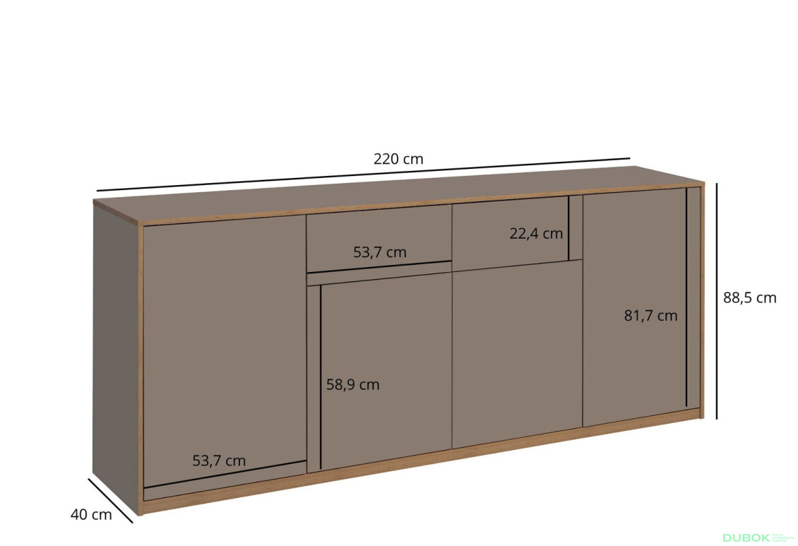 Obrázek 5 - Komoda 4d2s šedý kubanit Complex