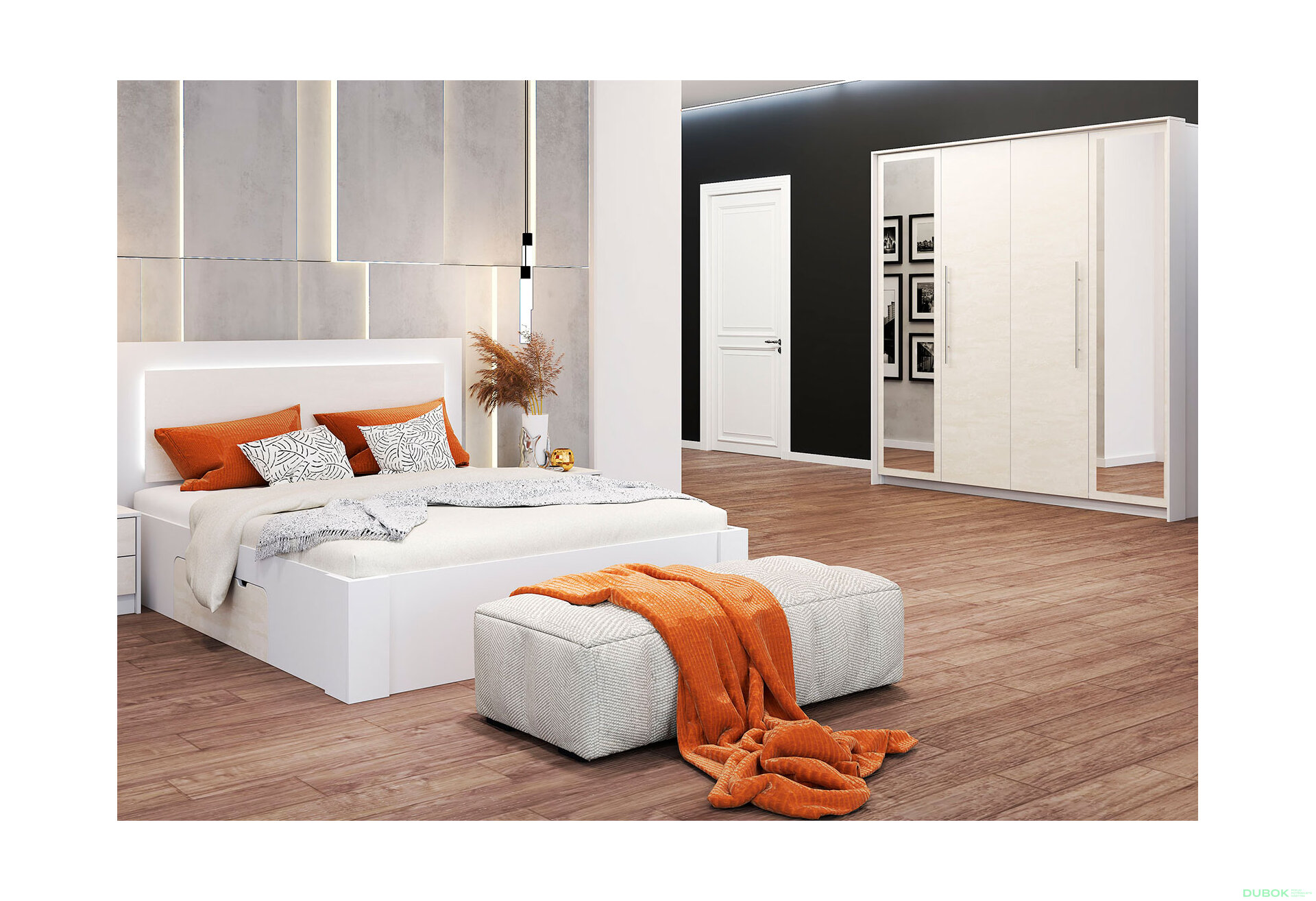 Obrázek 4 - Ložnicová sestava 4D Aurelia silk / bílý