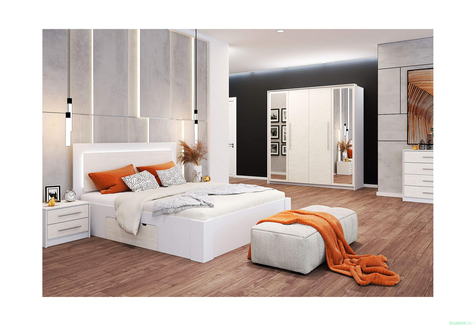 Obrázek 2 - Ložnicová sestava 4D Aurelia silk / bílý