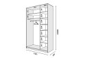 Obrázek 2 - Skříň 2D Loft 1500x600x2400, DTD + zrcadlo, Lines BL, Dub kraft šedý
