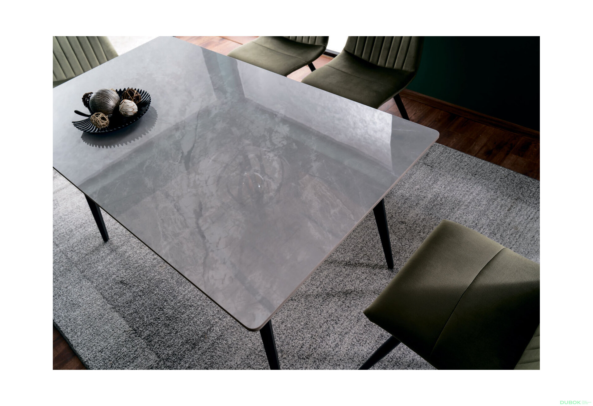 Obrázek 8 - Stůl Ivy 140x80 mramorový efekt, šedý / černý mat