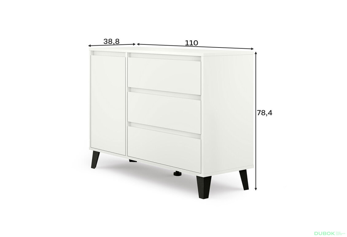 Obrázek 9 - Komoda Borg 1d3s bílá