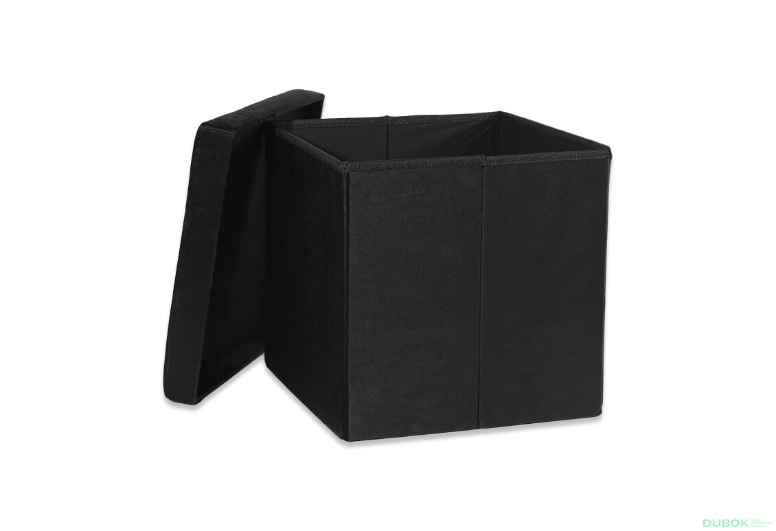 Obrázek 2 - Skládací puf L s knoflíky - 38x38x38 cm samet černý