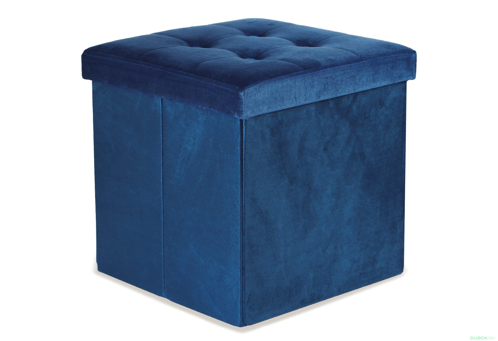 Obrázek 1 - Skládací puf L s knoflíky - 38x38x38 cm samet modrý