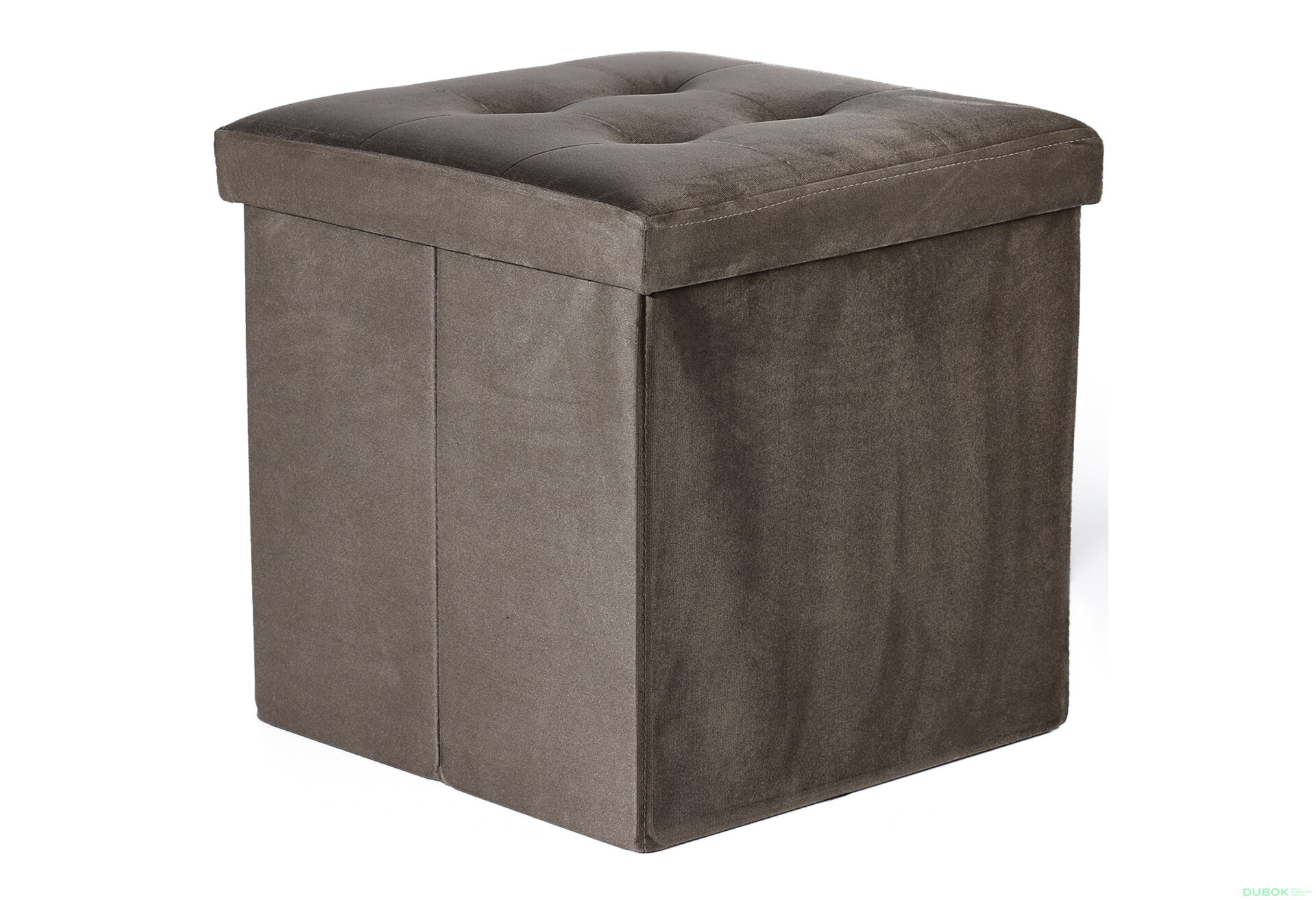 Obrázek 1 - Skládací puf L s knoflíky - 38x38x38 cm samet hnědý