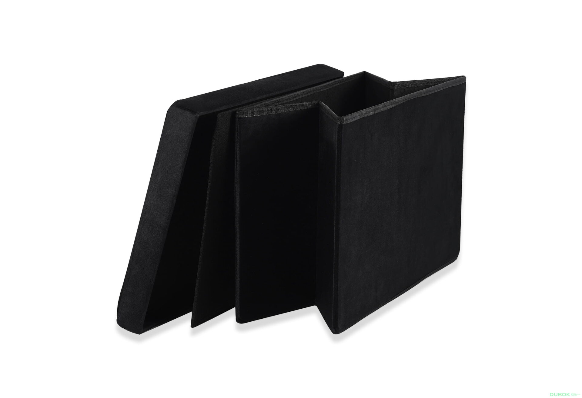 Obrázek 4 - Skládací pufa XL s knoflíky - 60x38x38 cm černý samet