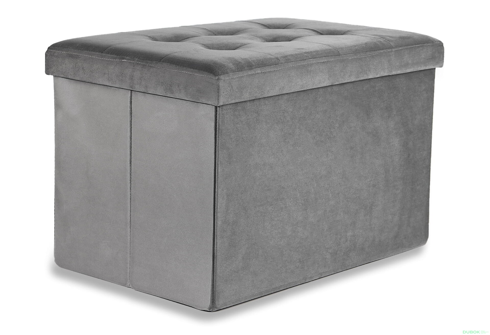 Obrázek 1 - Skládací puf XL s knoflíky - 60x38x38 cm šedý samet