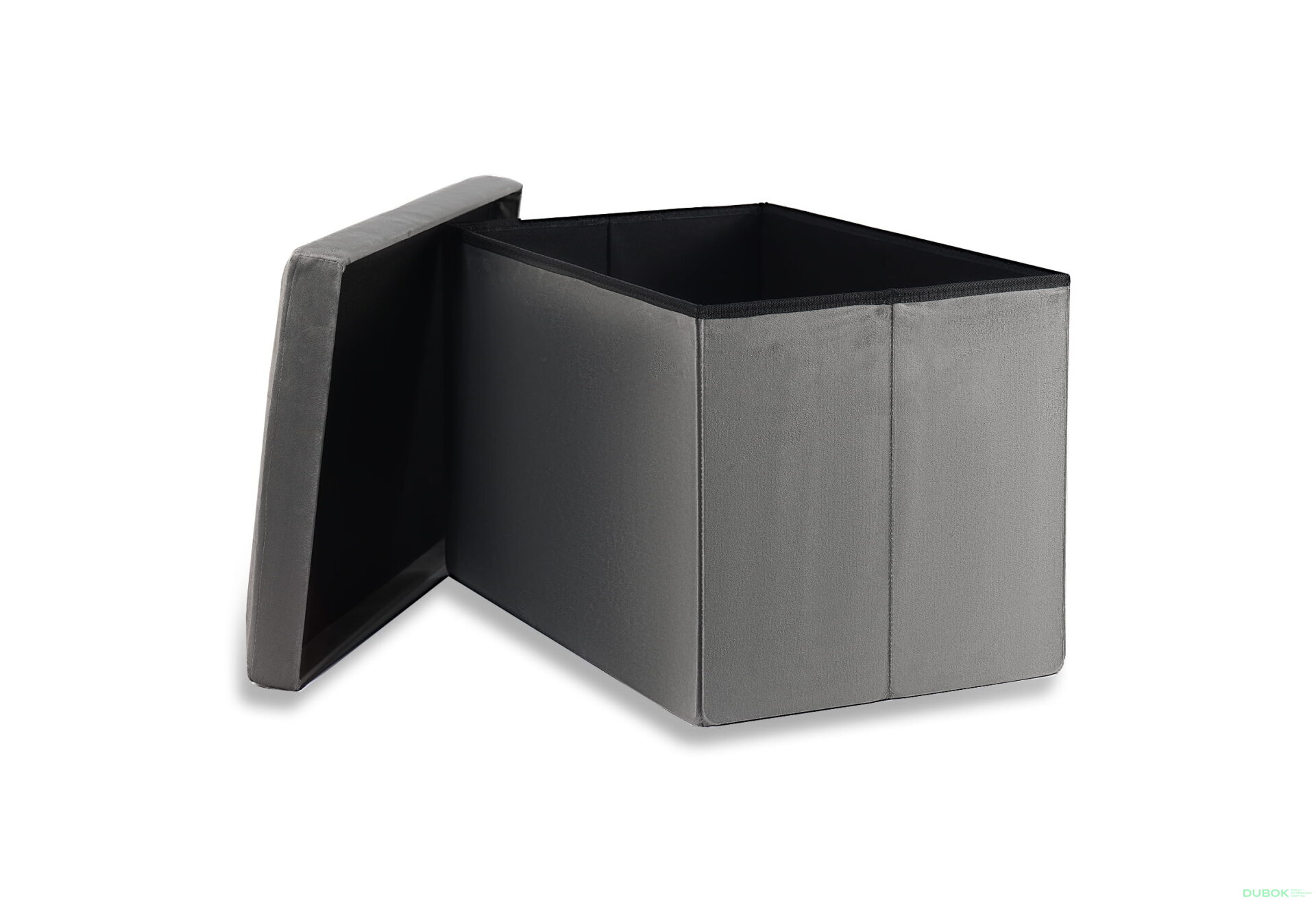 Obrázek 2 - Skládací puf XL s knoflíky - 60x38x38 cm šedý samet