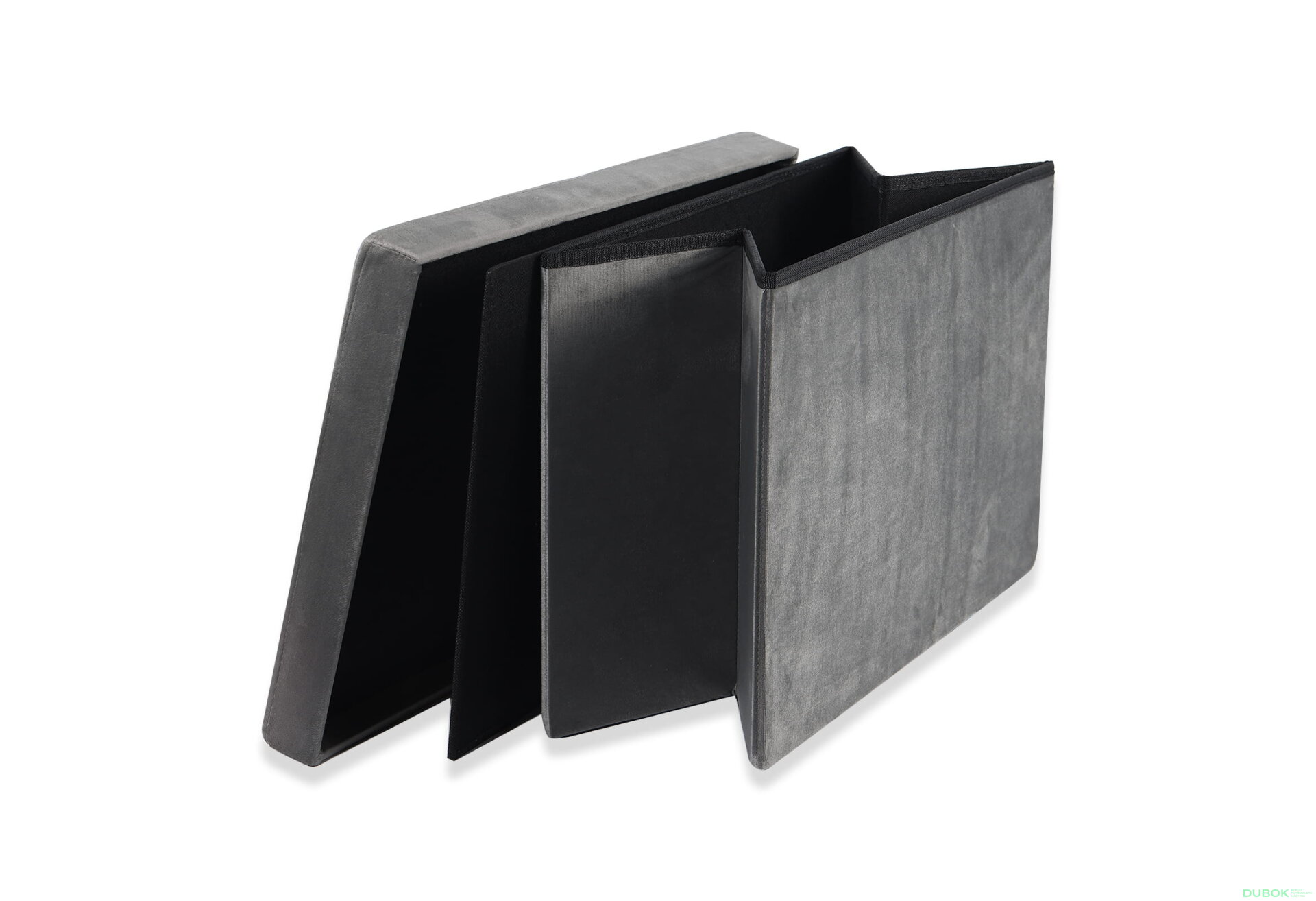 Obrázek 4 - Skládací puf XL s knoflíky - 60x38x38 cm šedý samet