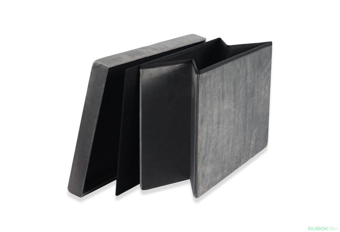 Obrázek 4 - Skládací puf XL s knoflíky - 60x38x38 cm šedý samet