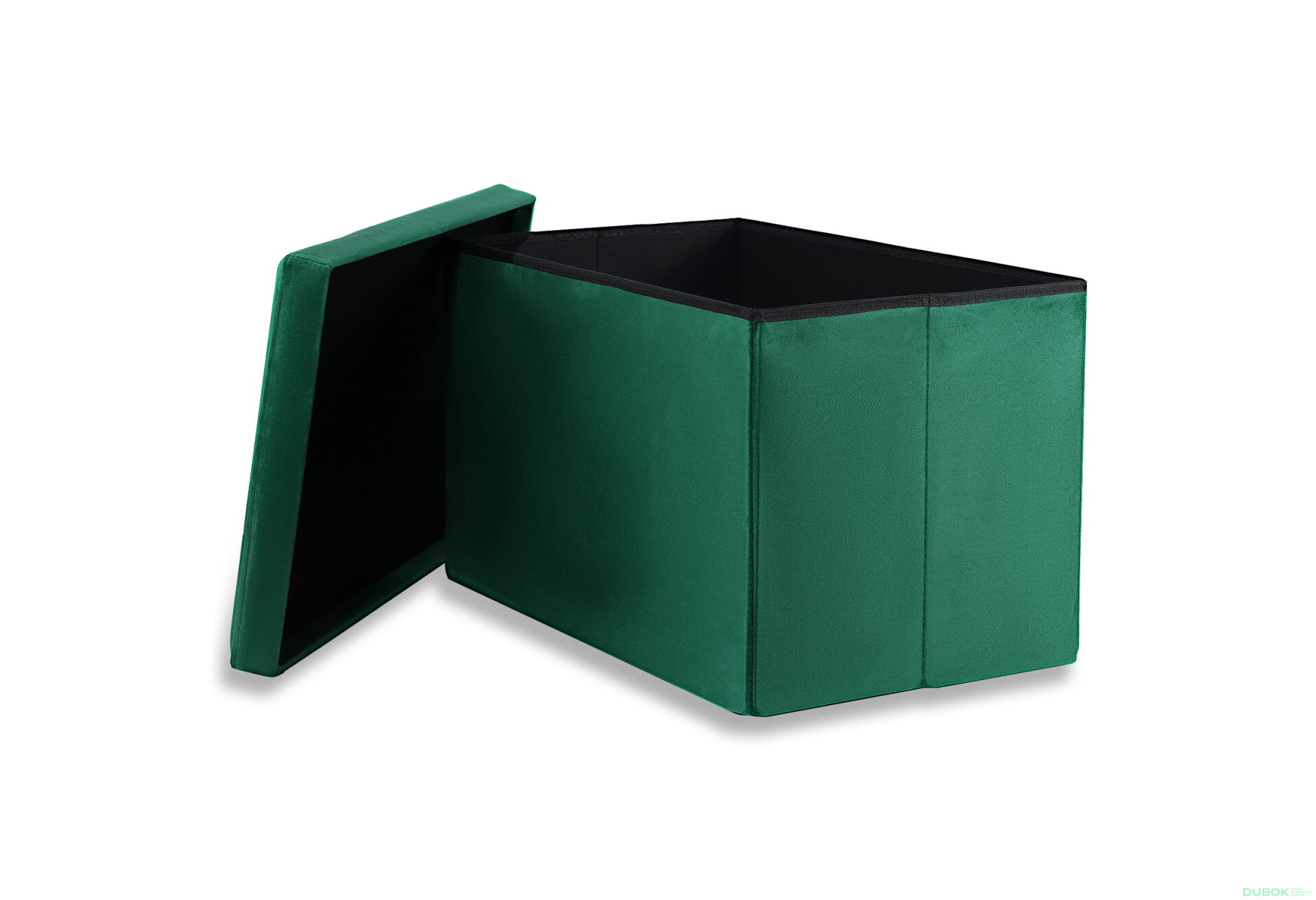 Obrázek 2 - Puf skládací XL s knoflíky - 60x38x38 cm sametová zelená