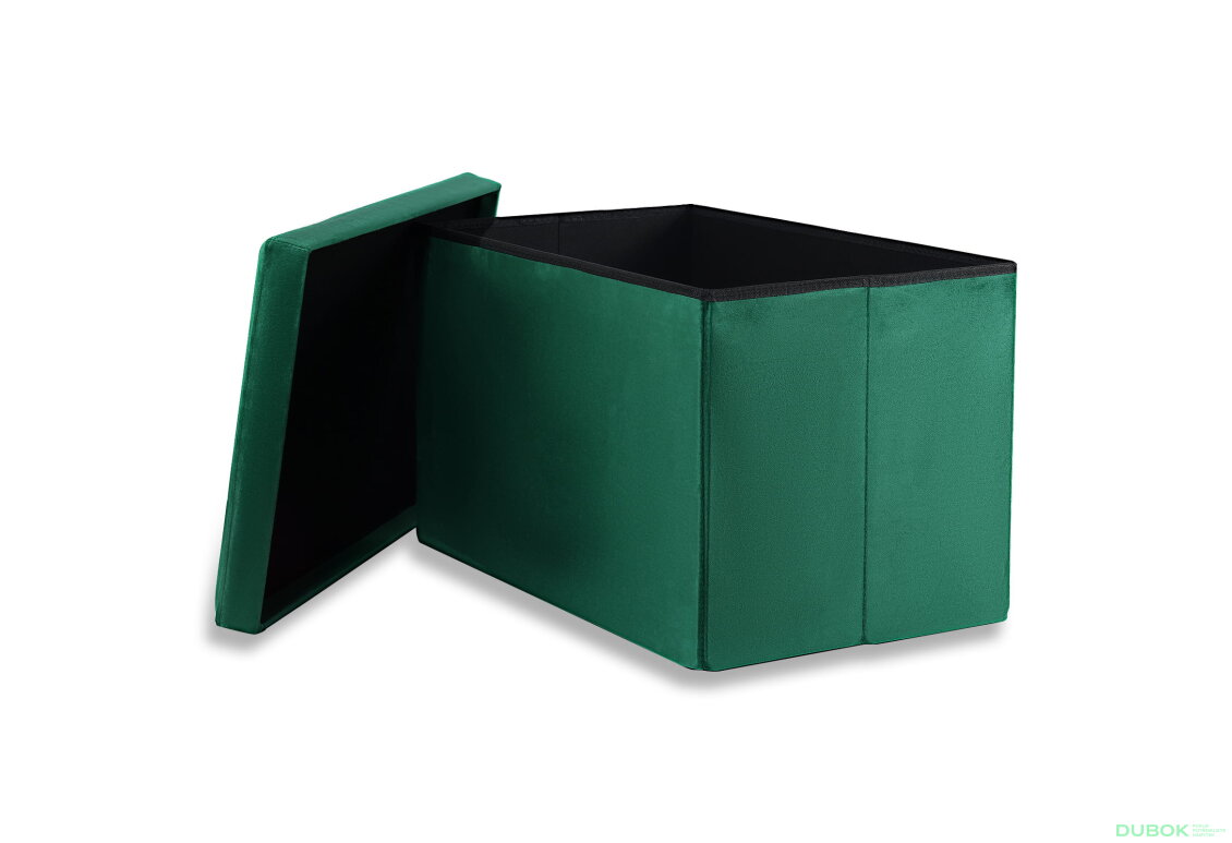 Obrázek 2 - Puf skládací XL s knoflíky - 60x38x38 cm sametová zelená