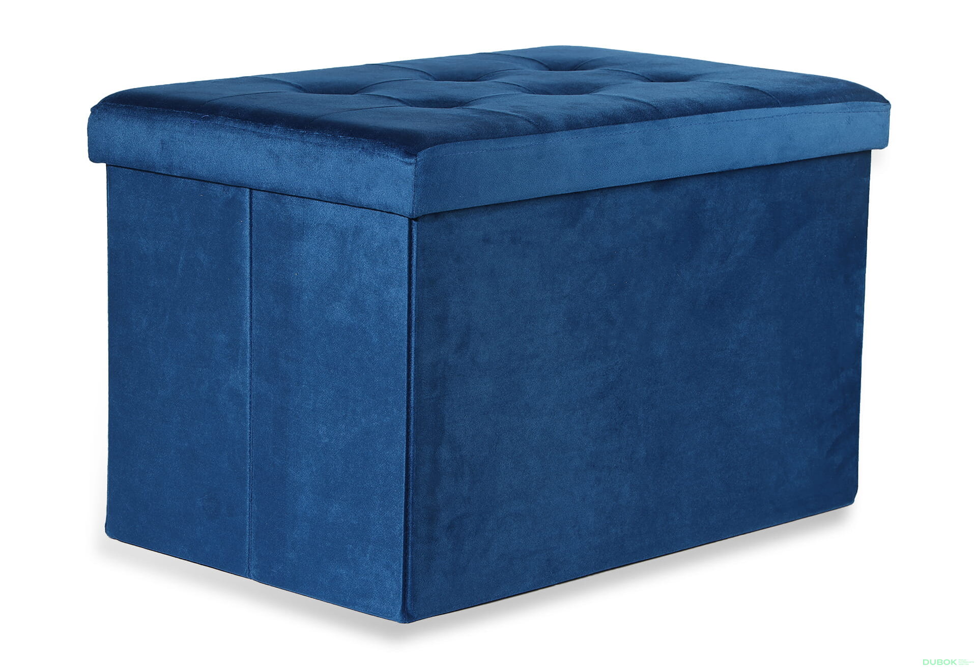 Obrázek 1 - Skládací puf XL s knoflíky - 60x38x38 cm samet modrý