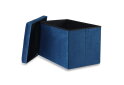 Obrázek 2 - Skládací puf XL s knoflíky - 60x38x38 cm samet modrý