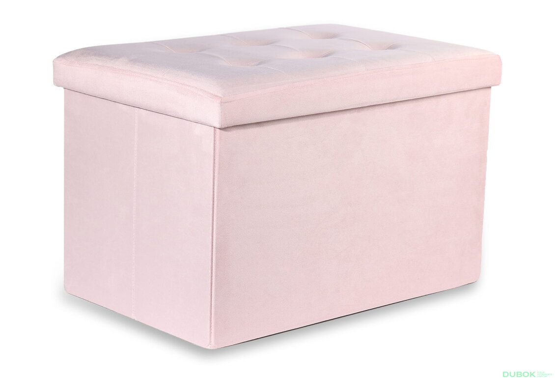 Puf skládací XL s knoflíky - 60x38x38 cm samet růžový